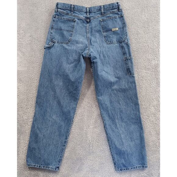 Wrangler Jeans Mens Size 38 x 34 Light Wash Carpenter Work Wear Cotton Denim - Picture 8 of 9